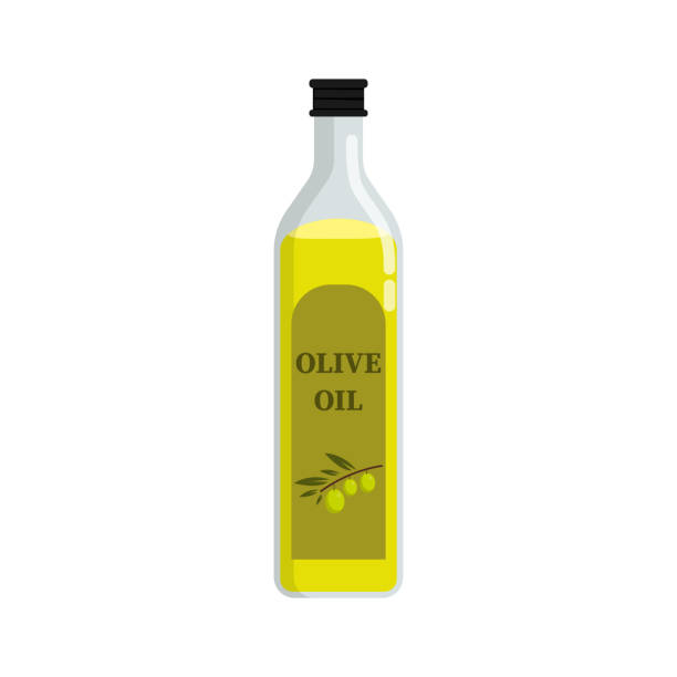 Olive oil glass bottle. Isolated vector illustration